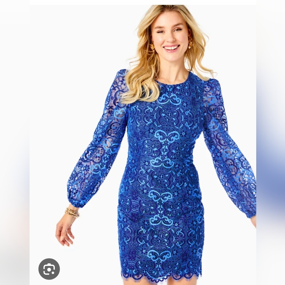 Lilly Pulitzer Georgi Two Tone Lace Dress in Boca Blue